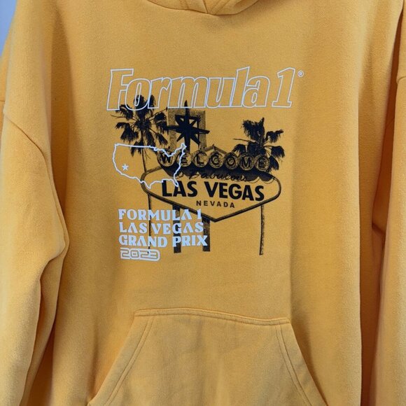 Formula 1 Grand Prix Las Vegas 2023 Hoodie Yellow Size Small Sweatshirt Pacsun - Picture 2 of 9